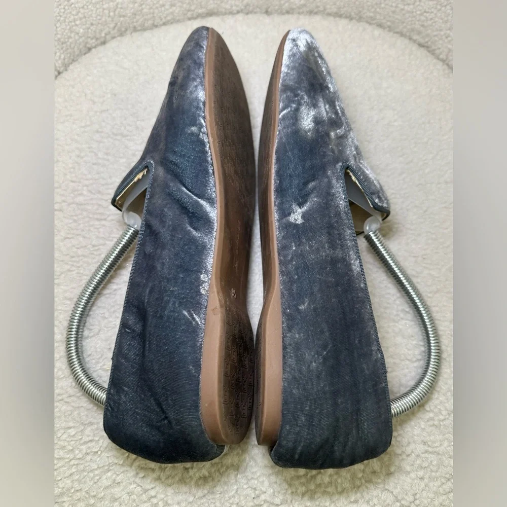 Birdies Starling velvet loafers grey gray silver slip-ons preppy fall winter 9.5